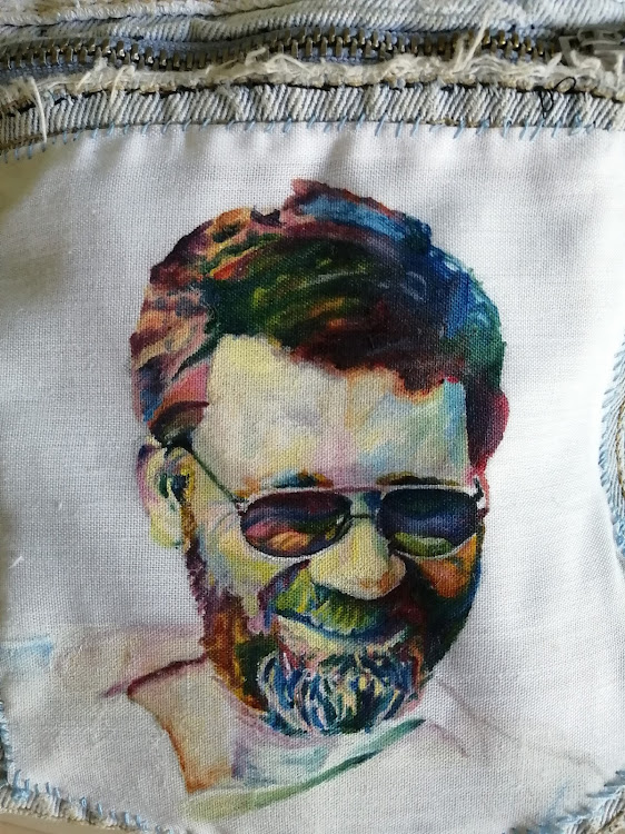 Aniya Holder's drawing of her late father Stephen on her chalk-bag. Picture: Thomas Holder