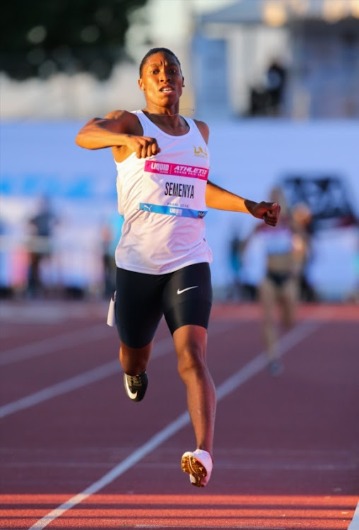 Caster Semenya wins the women's 800m during 2018 Liquid Telecom Athletix Grand Prix Series 3 meeting at Dal Josaphat Athletics Stadium on March 22, 2018 in Paarl, South Africa.