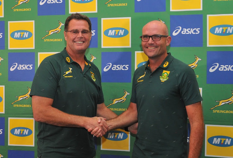 Rassie Erasmus and Jaques Nienaber, the new Springbok head coach, in January 2020.