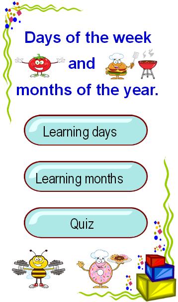 Android application Learn days of week and months screenshort