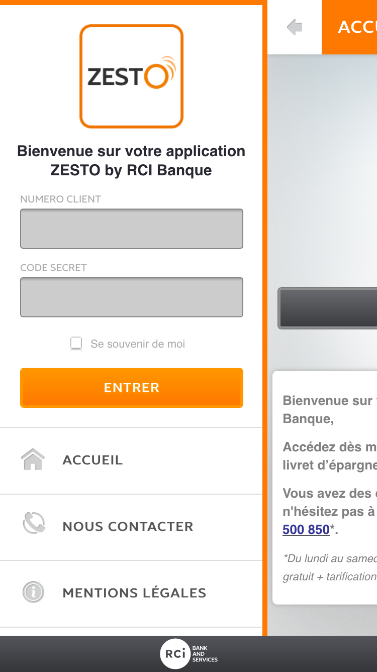 Android application ZESTO by RCI Banque screenshort