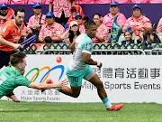 The Blitzboks' Dewald Human during the match against Ireland on Frida's day 1 of the Hong Kong Sevens at Hong Kong Stadium.