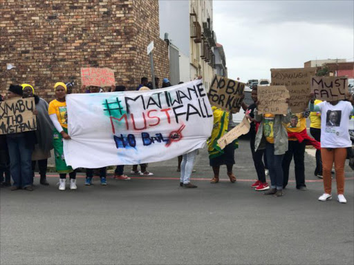 Protesters sang anti-Matiwane songs outside court. Picture: ZWANGA MUKHUTHU