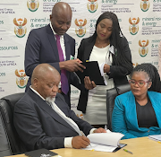 Mineral resources and energy minister Gwede Mantashe and deputy minister Dr Nobuhle Nkabane at the signing of power purchase agreements.
