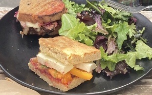 We had the Tempeh Reuben and the Gimme the Tea sandwich with mixed greens.  Bread was amazing.