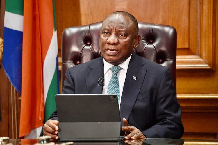 President Cyril Ramaphosa during his national address on Monday night.