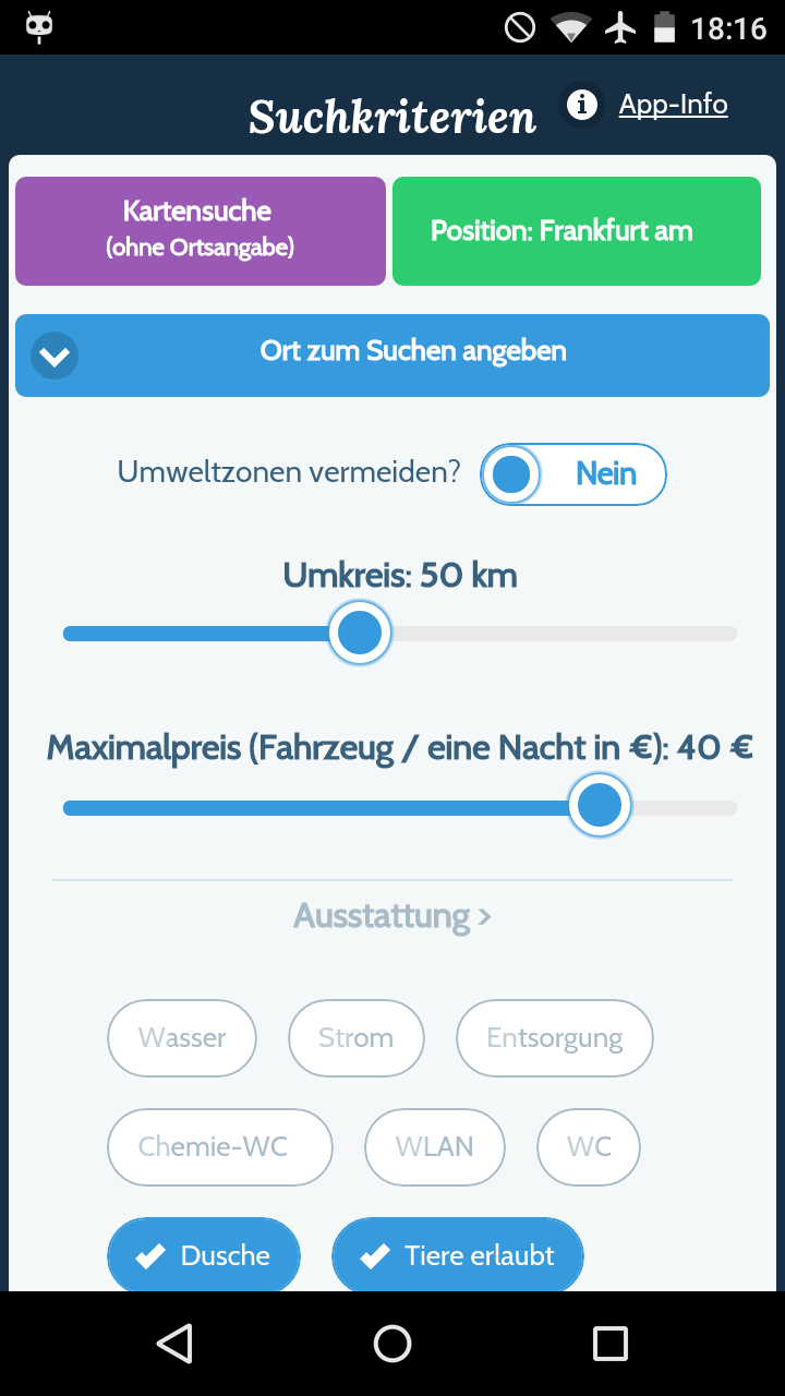 Android application Womo-Stellplatz.eu screenshort