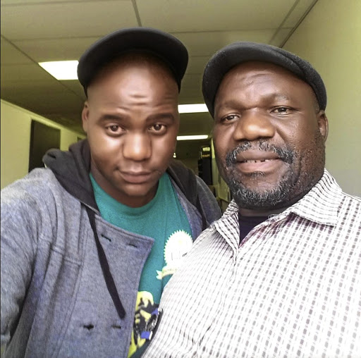 Thabo Mkhabela with Charles Maja, who plays his dad Big Boy Mabitsela in Skeem Saam.