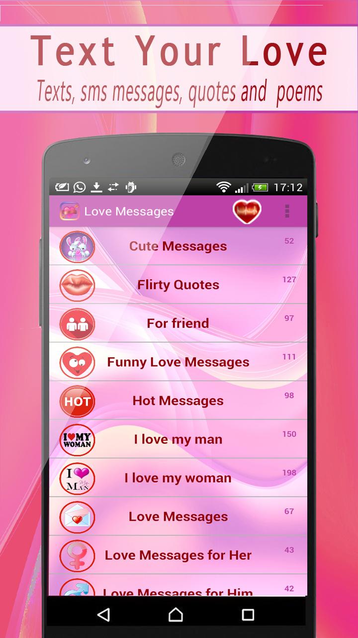 Android application love messages screenshort