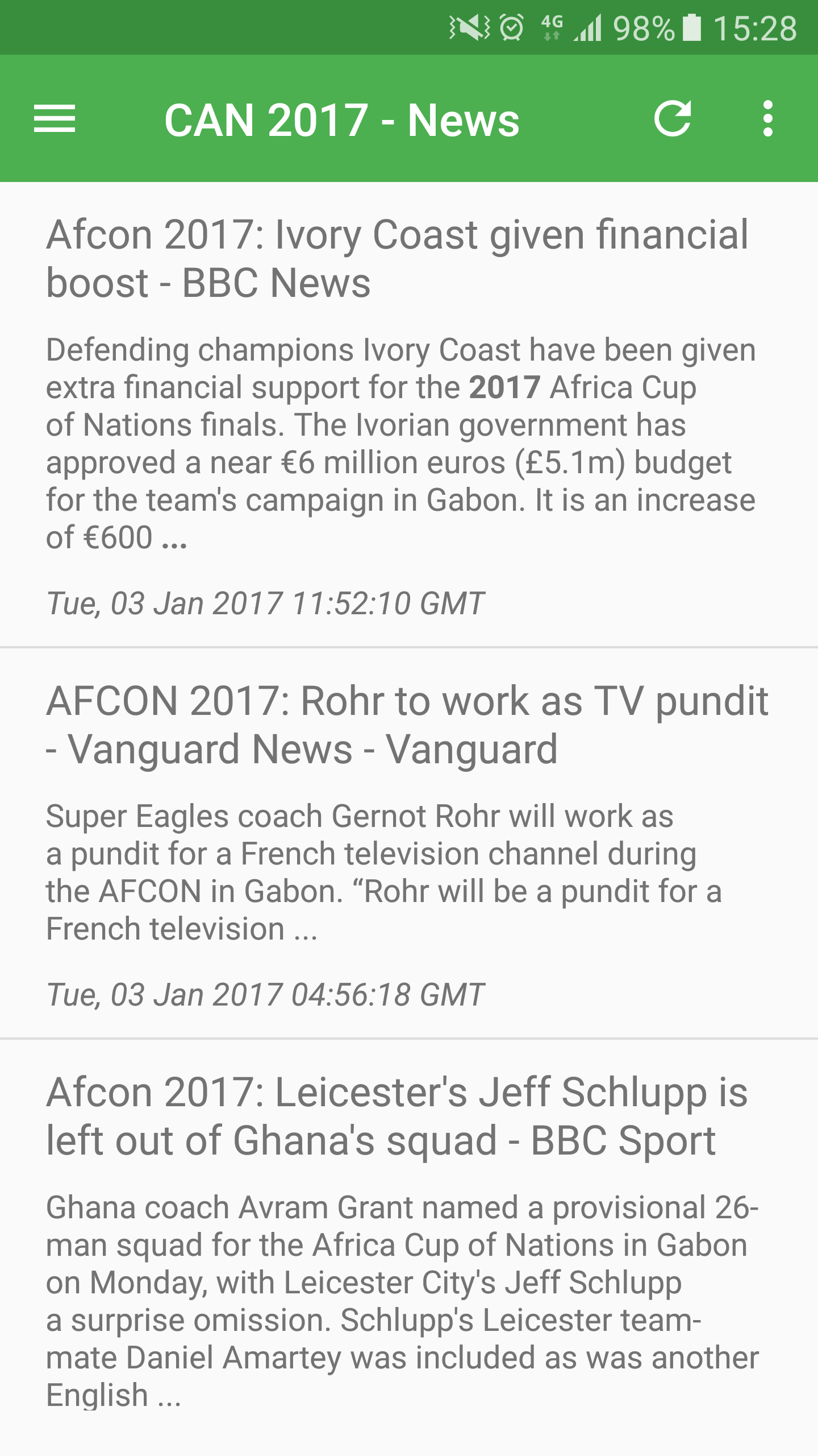 Android application App for AFCON Football 2017 screenshort