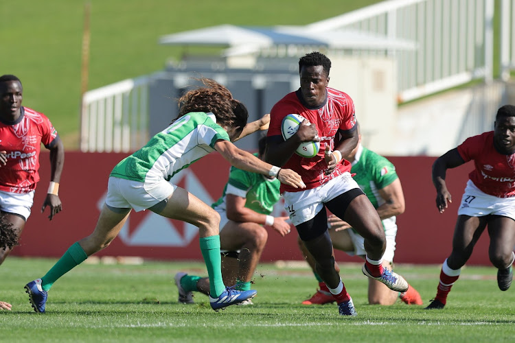 Kenya Sevens John Okoth in action during the Challenger Sevens Series in Dubai in January