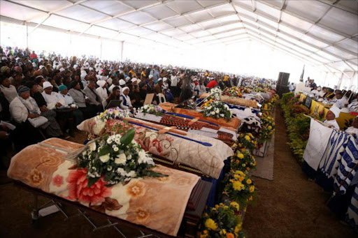 . Mass funeral in Manzolwandle Sports Field, KwaXImaba for 19 killed in KwaZulu-Natal taxi crash last Sunday. Picture: THULI DLAMINI