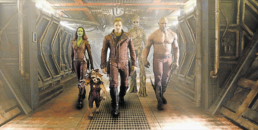 HEROES: Gamora, Rocket Racoon, Peter Quill/Star Lord and Drax the Destroyer feature in 'Guardians of the Galaxy'