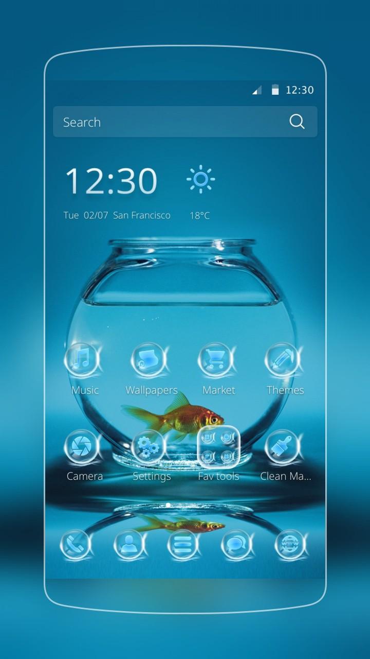 Android application Blue fish Theme screenshort