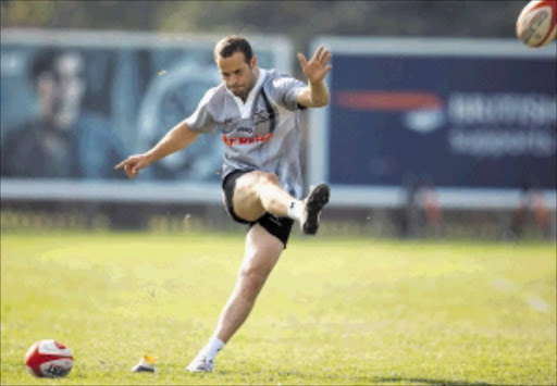 Frederic Michalak of France during a Sharks training session in Durban on Tuesday. He will be expected to play a major role in the Sharks' defence of the Currie Cup Picture: STEVE HAAG/GALLO IMAGES