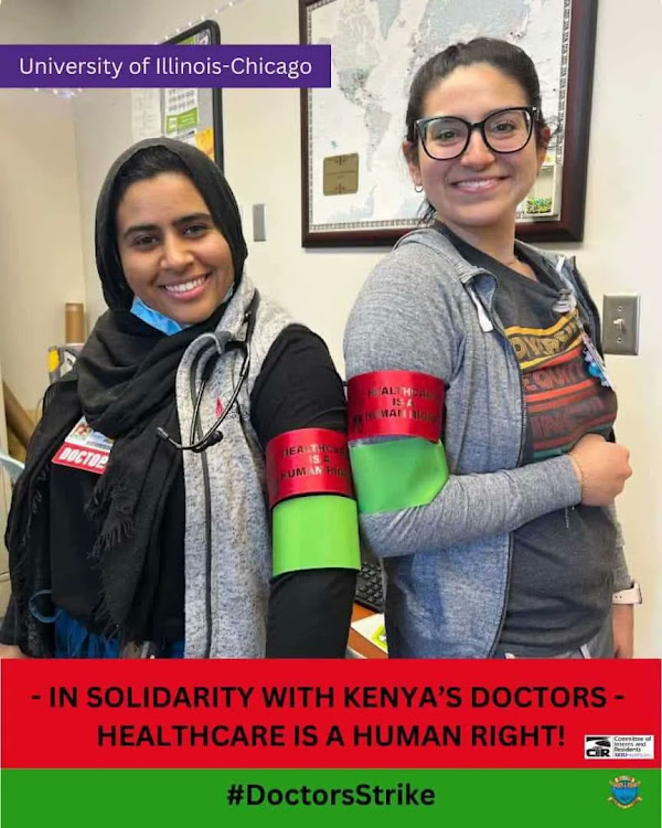 Doctors in the United States hold protest in solidarity with striking Kenyan doctors.