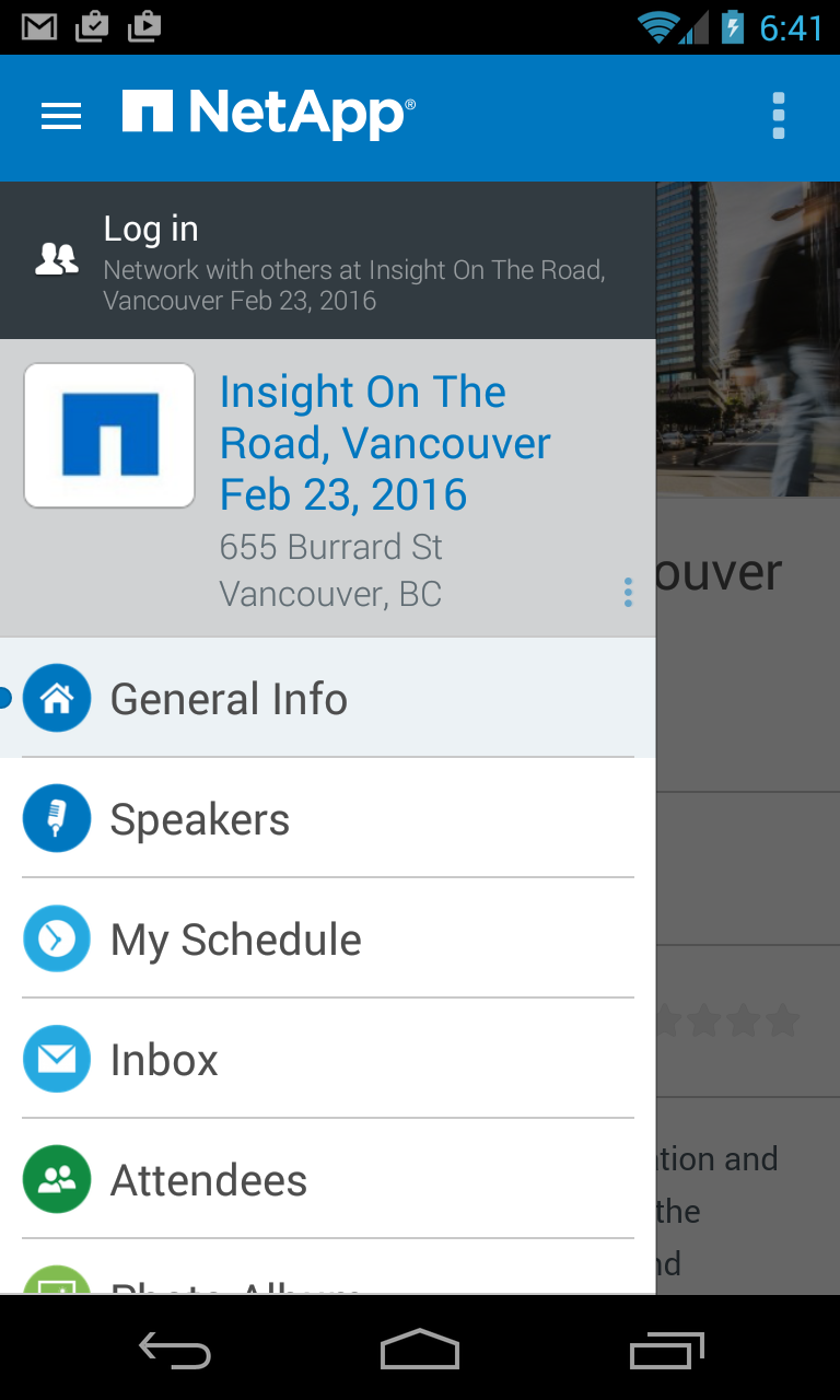 Android application NetApp Events &amp; Tradeshows screenshort