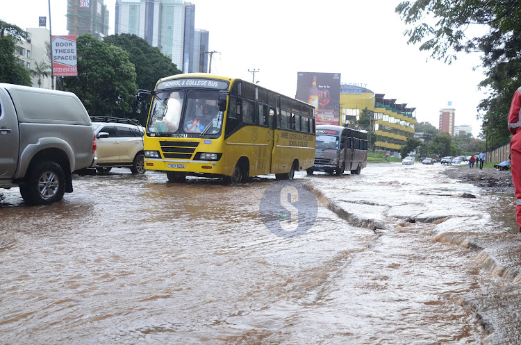 Wednesday evening rains cause traffic in some major Roads on the city on April 24, 2024.