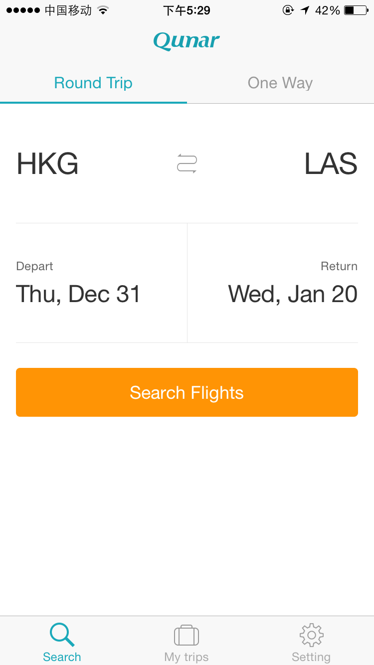 Android application Qunar - Find cheap flights screenshort