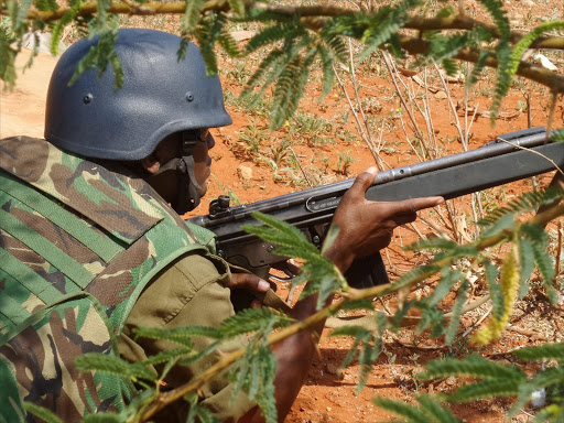 Kenyan troops killed 34 al Shabaab militants in two separate incidents on Saturday and Sunday in Somalia and two of its own soldiers were killed in an ambush. Photo/FILE