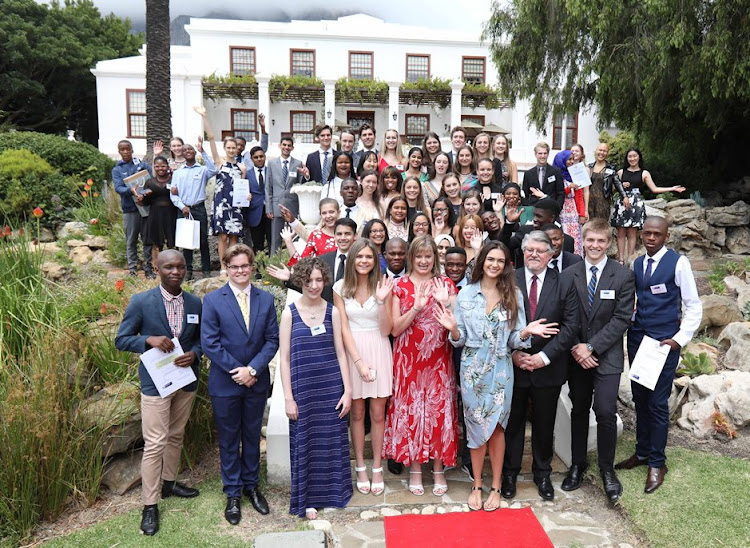 The top 20 matric pupils in the Western Cape at Leeuwenhof with education MEC Debbie Schafer on January 10 2019.