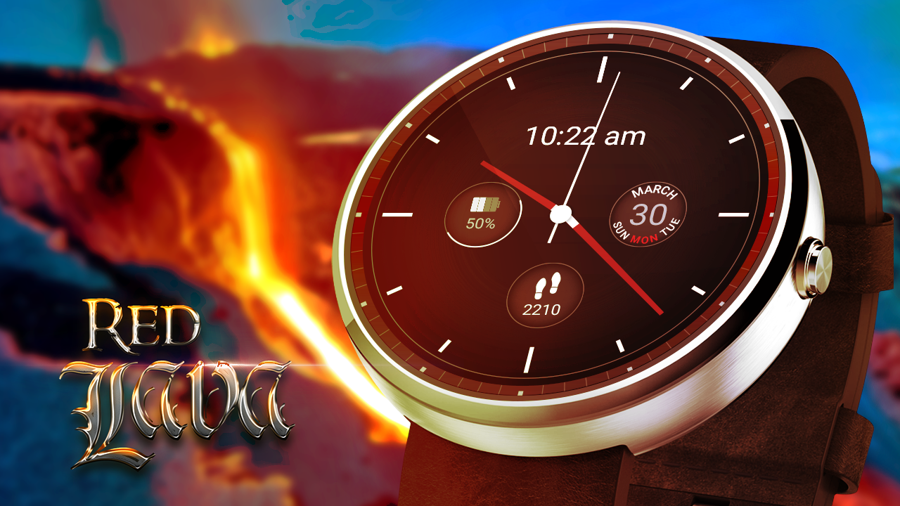 Android application Red Lava Analog Watch Face screenshort