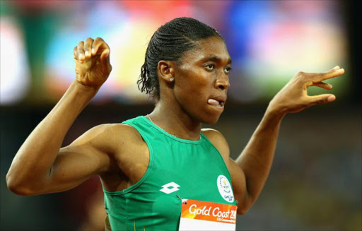 Caster Semenya of South Africa celebrates after winning gold at the 2018 Commonwealth Games in Australia. Picture: Getty Images