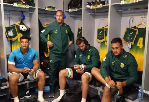 Some members of the Junior Springboks seen here in the dressing room before their Rugby World Cup opening match against France on 31 May 2017. The match ended in a 23-all draw.