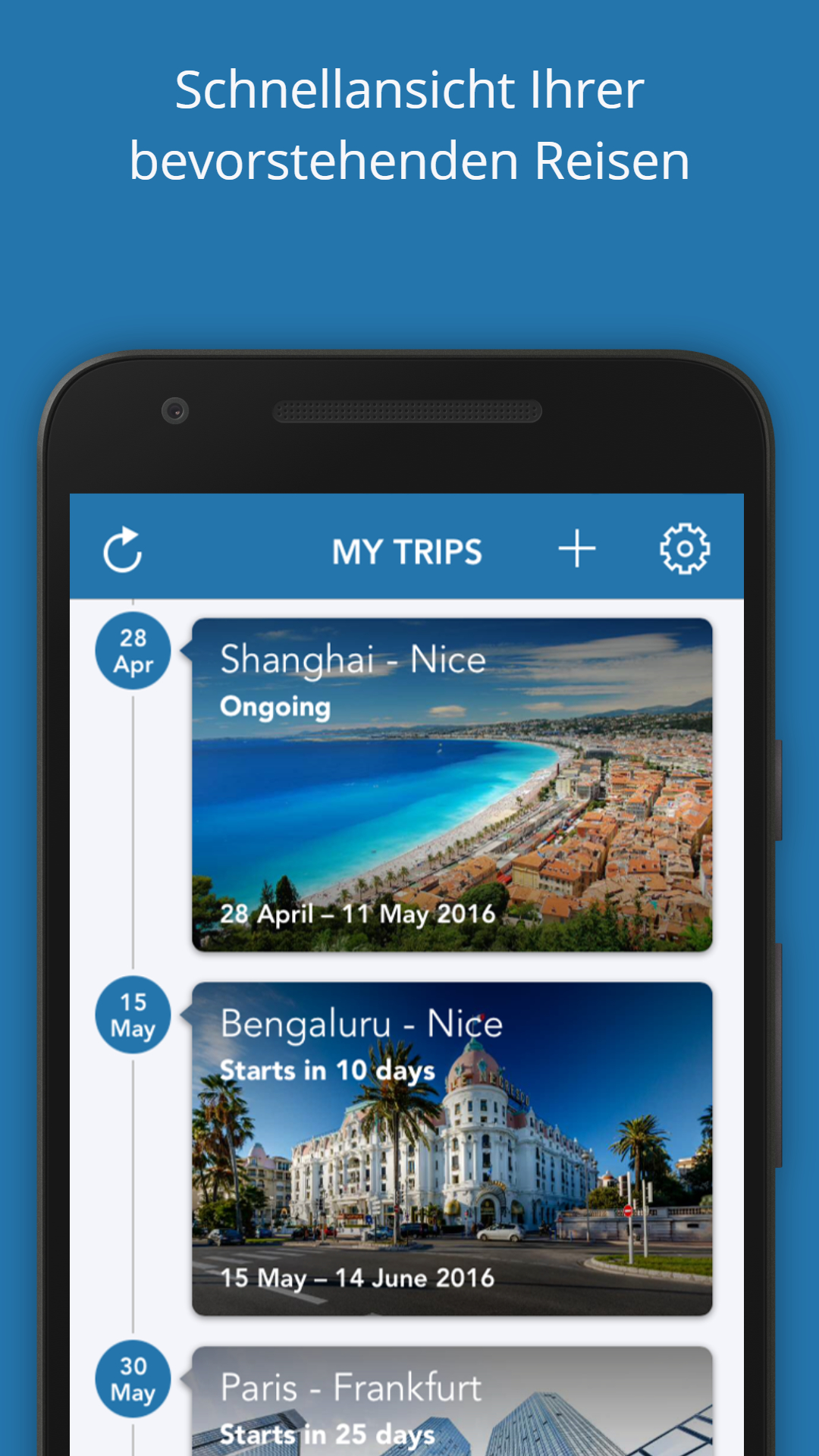 Android application CheckMyTrip screenshort