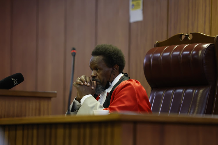 Judge Tshifhiwa Maumela presiding over the Senzo Meyiwa murder trial sitting in the North Gauteng High Court in Pretoria.