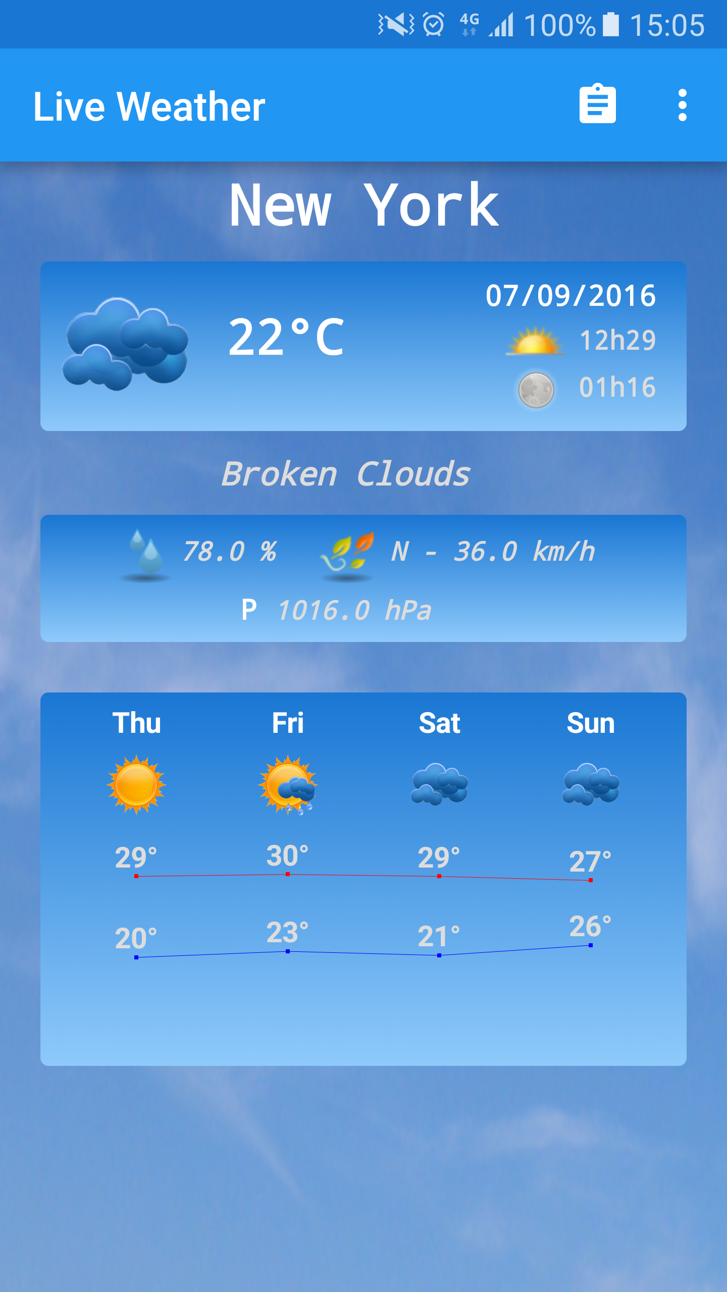 Android application Live Weather Plus screenshort