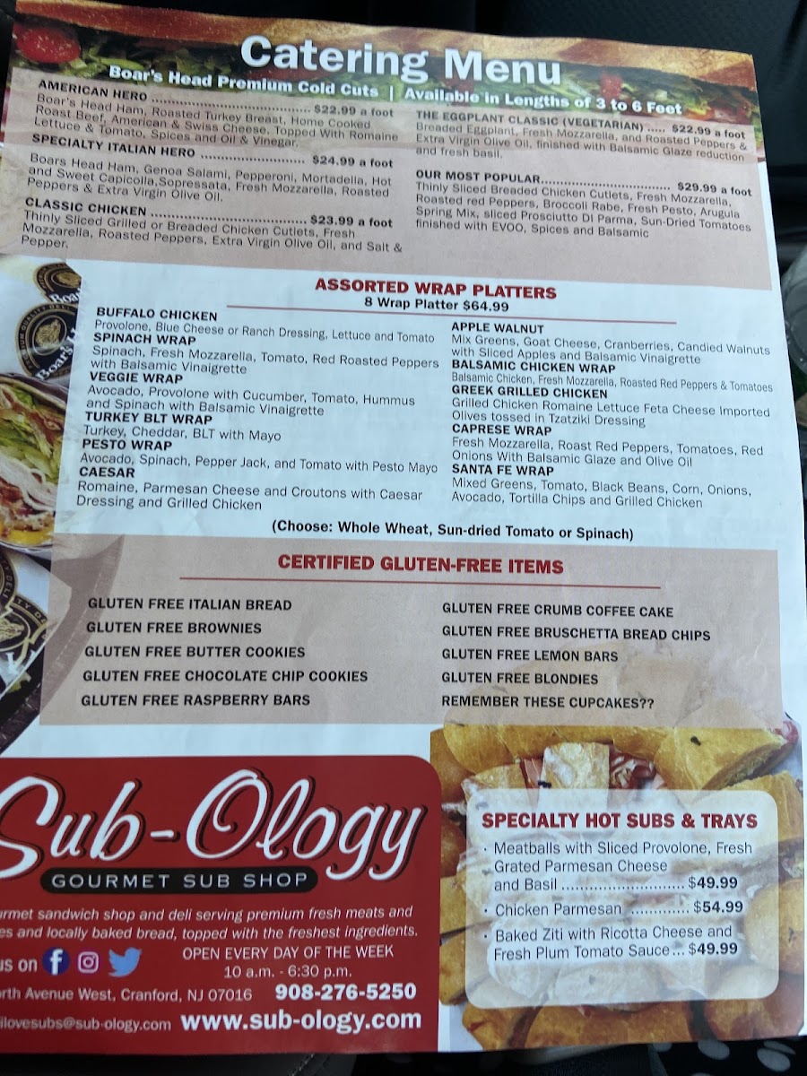 Sub-Ology gluten-free menu