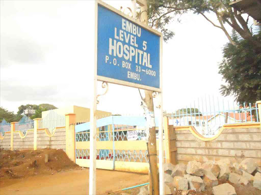 Embu Level 5 Hospital. Some 45 casual workers went on strike on Monday to demand their three months salary /REUBEN GITHINJI