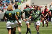 Cecil Afrika of South Africa during the match between South Africa and Wales during day 2 of the HSBC Cape Town Sevens at Cape Town Stadium on December 11, 2016 in Cape Town, South Africa.