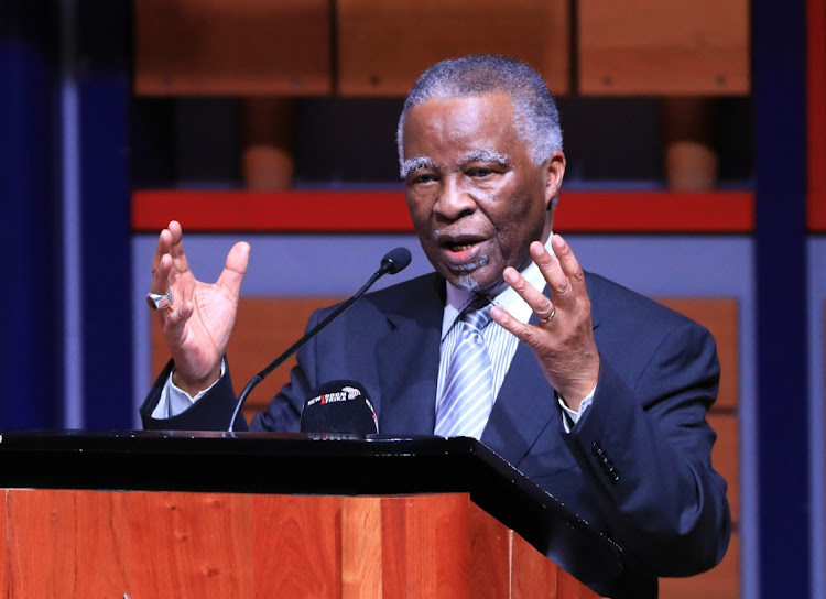 Former president Thabo Mbeki addressing Unisa students on Wednesday at an event organised university's school of public and international affairs in Pretoria.