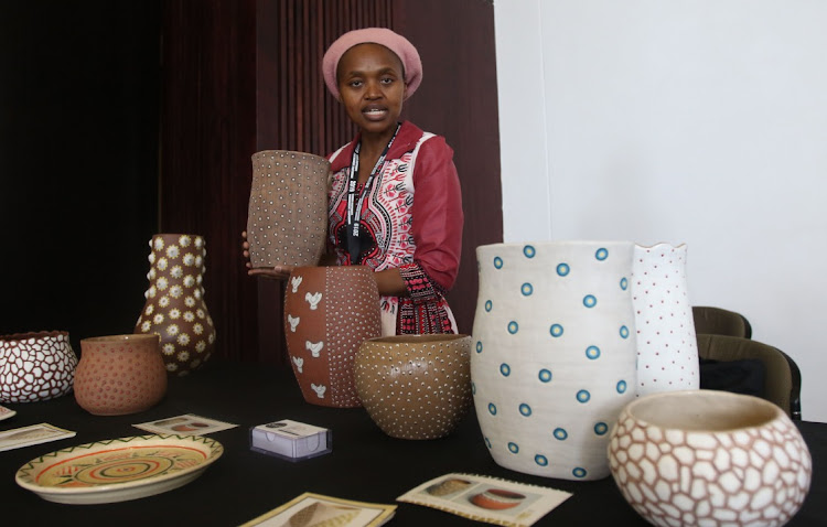 SPREADING HER SKILLS: Nosikhumbuzo Jali of Khabane Pottery is helping schoolchildren to learn about the practical side of producing ceramics
