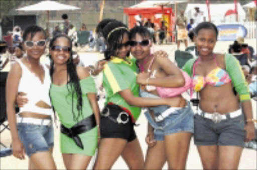 heatwave: Thando Ntombela, Buhle Ntombela, Flow Danis, Palesa Mashigo and Nthabiseng Mofokeng had fun at last year's Beach Party. Left: DJ Cleo will be on hand to entertain revellers at this year's party at Coronation Park in Mogale City. Pic. Lucky Nxumalo. 29/09/2007. © Sowetan.