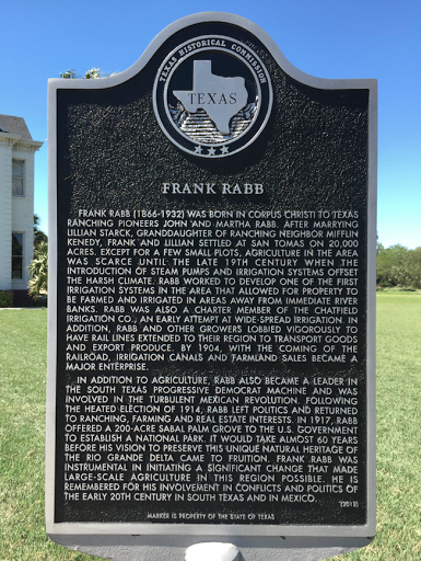 Frank Rabb (1866-1932) was born in Corpus Christi to Texas ranching pioneers John and Martha Rabb. After marrying Lillian Starck, granddaughter of ranching neighbor Mifflin Kenedy, Frank and...