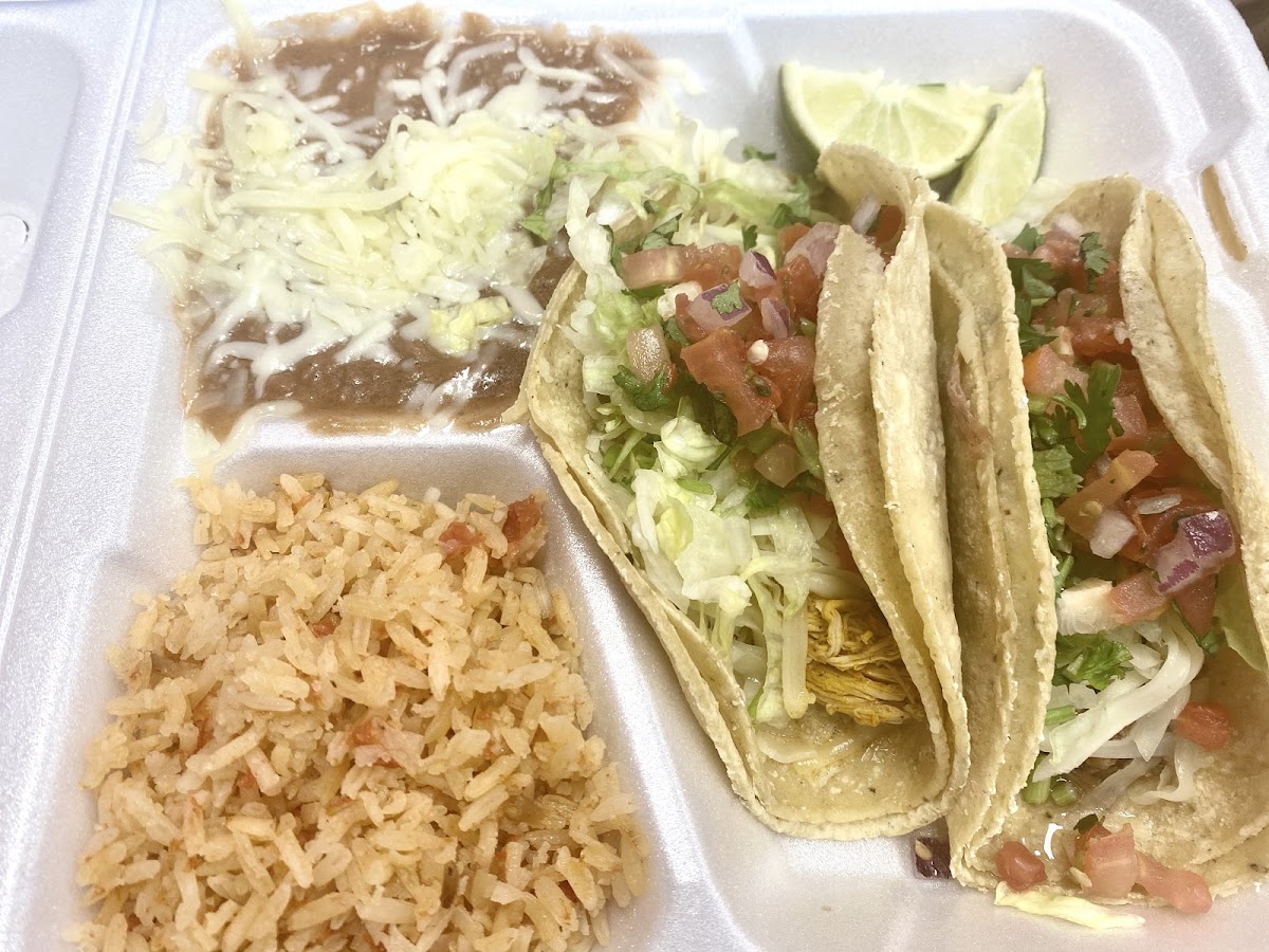 Chicken and a Pork taco Combo