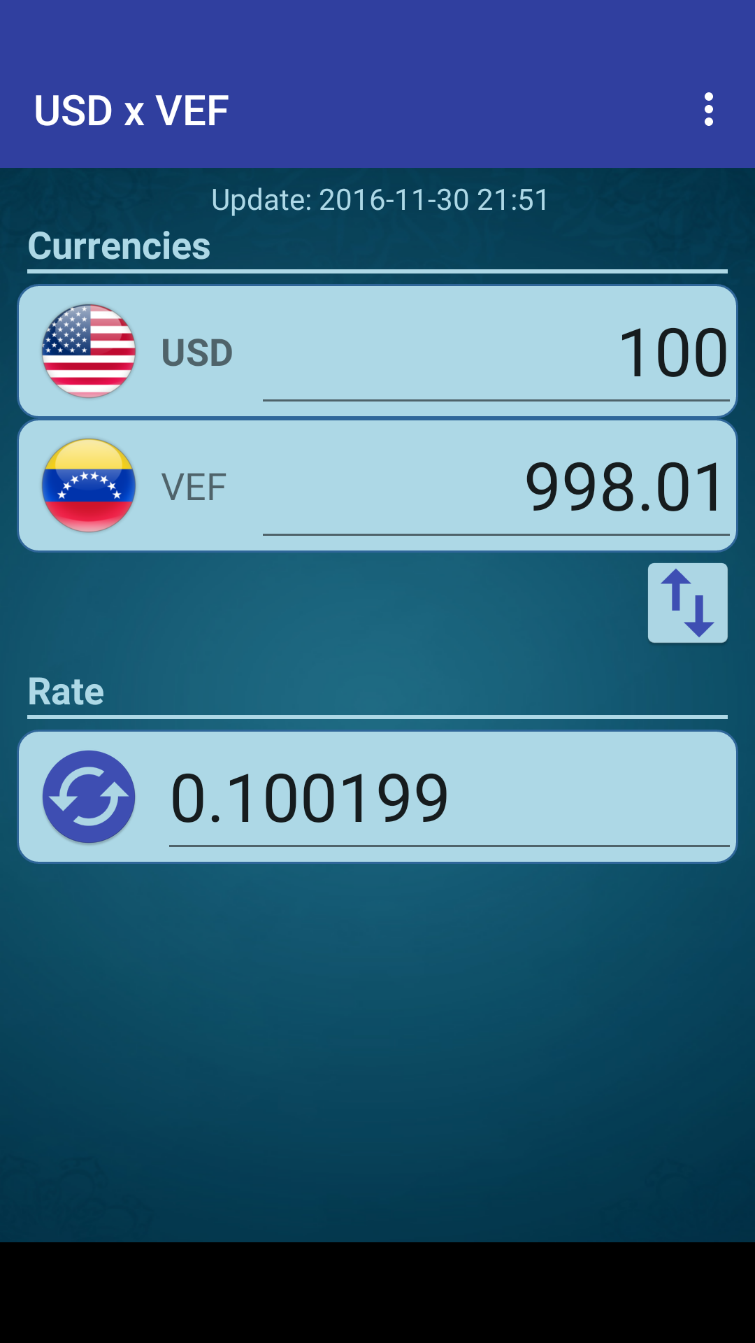 Android application US Dollar x Venezuelan Bolívar screenshort