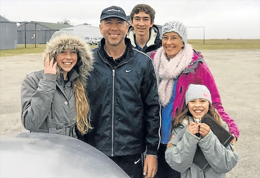 PLANE CRASH VICTIMS: The Nieuwenhuis family with hero Ruan who saved the day at the back Picture: FACEBOOK