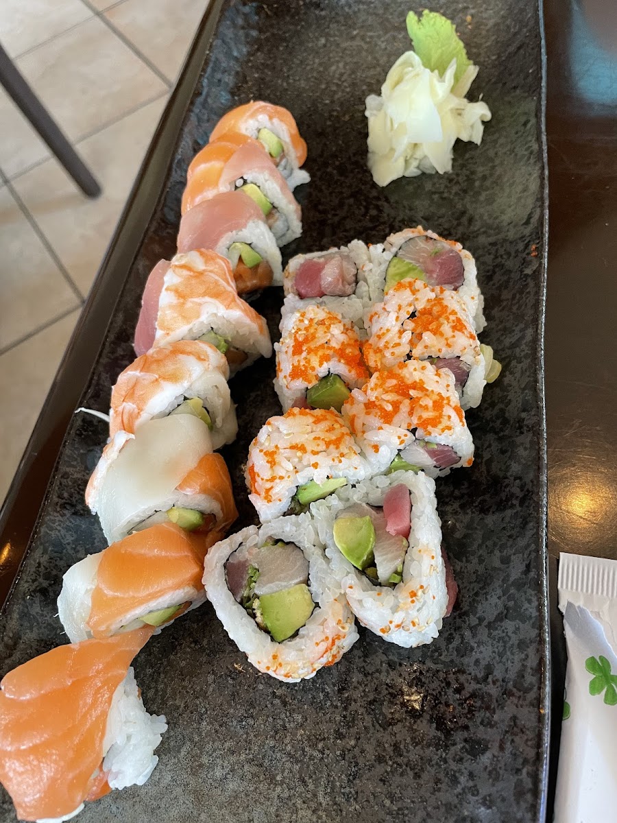 Florida Roll & Rainbow roll with salmon substituted for crab