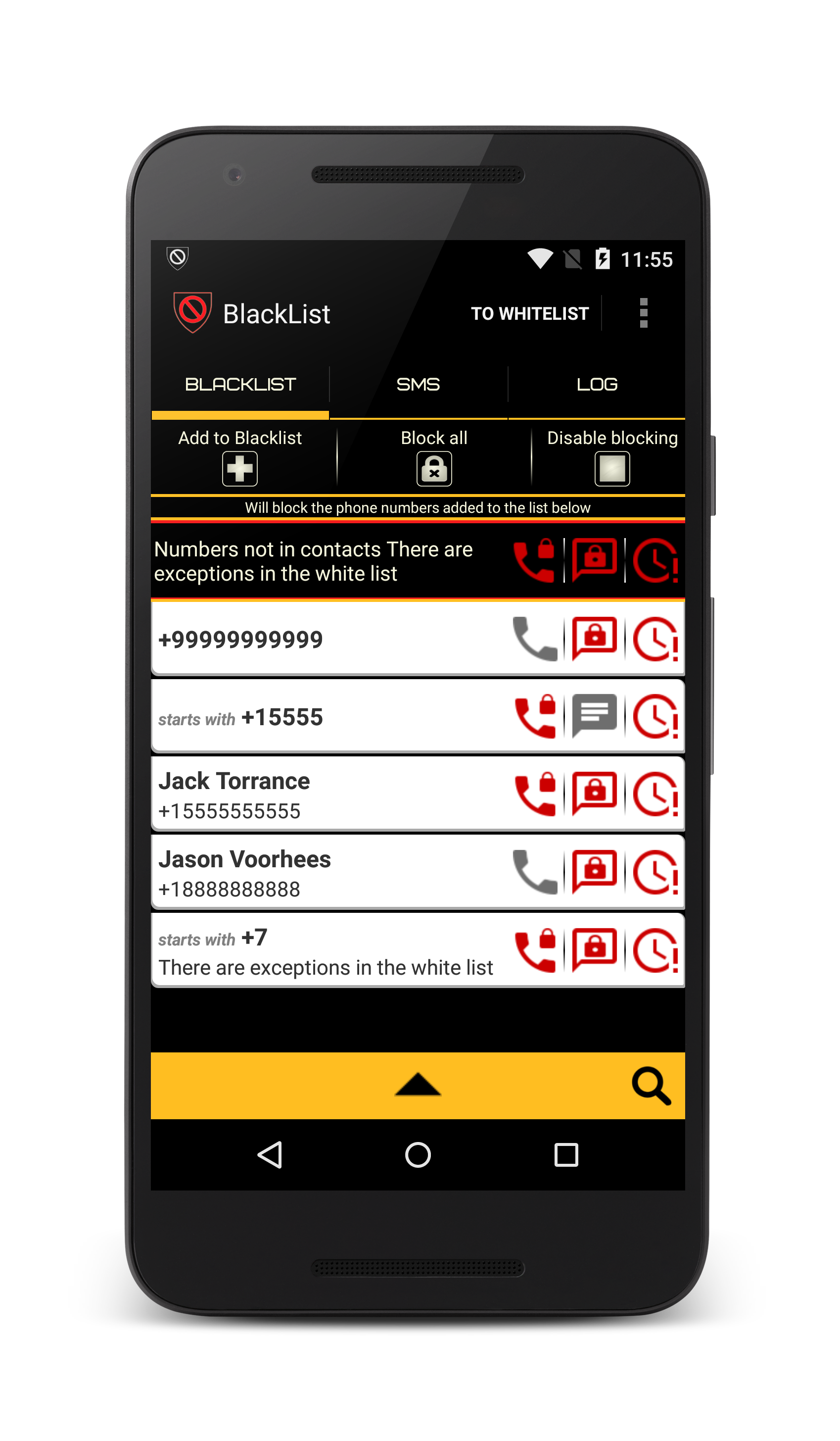 Android application BlackList Pro (call blocker) screenshort