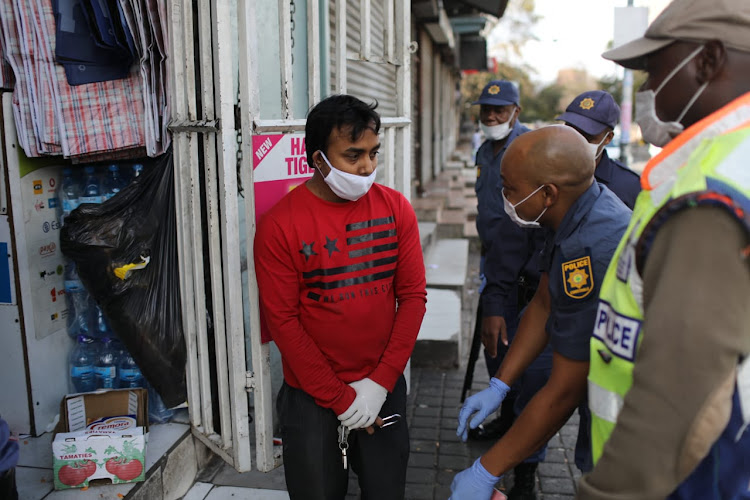 Police during lockdown patrols in Hillbrow, Johannesburg. File photo.