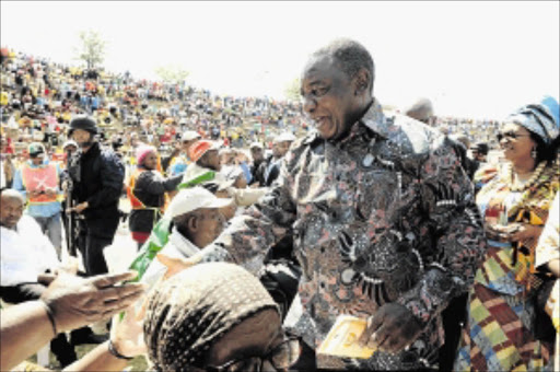 IMMORTALISED: Deputy President Cyril Ramaphosa wears a Madiba shirt on Heritage Day in North West PHOTO: PETER MOGAKI