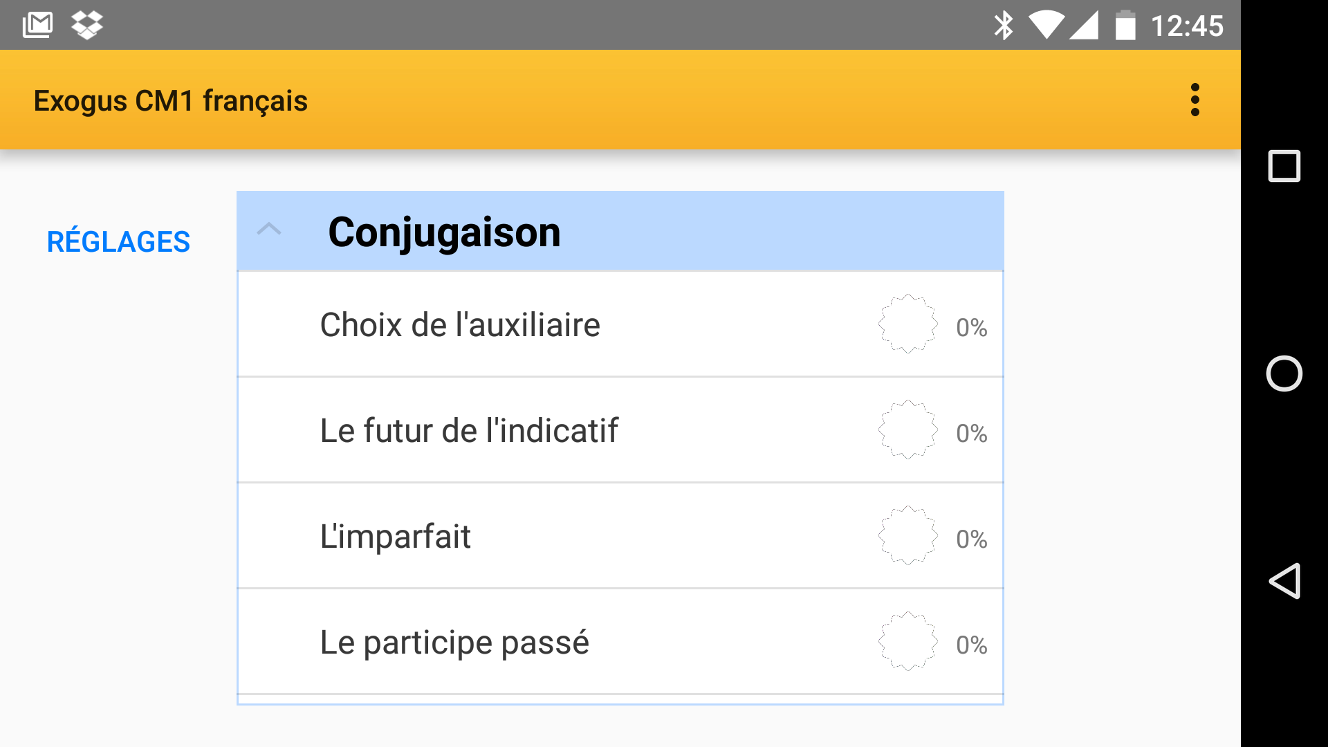 Android application Exogus CE1 Révision français screenshort