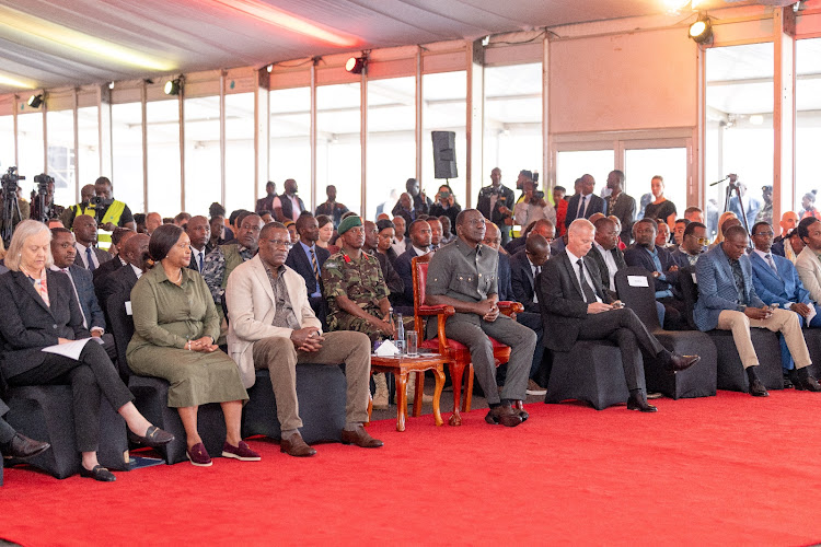 President William Ruto with other leaders during the launch of the Call Centre International(CCI) Global Contact Centre, Tatu City, Kiambu County on May 10, 2024.