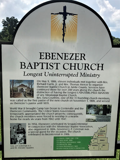   On May 9, 1806, eleven individuals met together with Rev. Richard Curtis, Jr. and Rev. Thomas Mercer to organize Ebenezer Baptist Church in Amite County. Services have continued there for over...