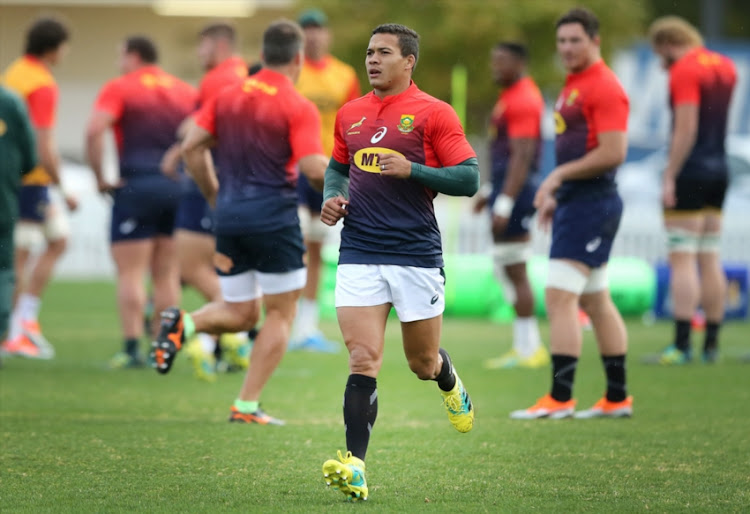 Cheslin Kolbe of South Africa runs during a South Africa Springboks Training Session at Churchie Grammar School on September 4, 2018 in Brisbane, Australia.