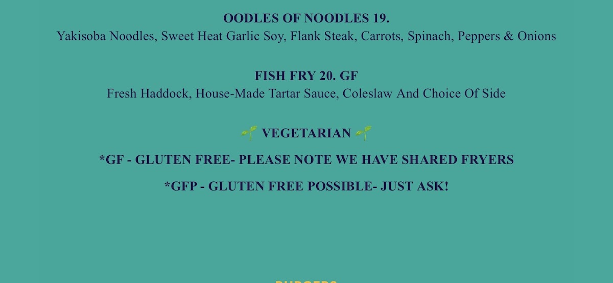Ritcey East gluten-free menu